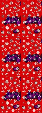 Raster illüstrasyonundaki çiçek desenli çizim. Kırmızı renkte çiçekler. Renkli Bahar Teması eskiz kalıbı. Düz Çiçek Elementleri Tasarımı.