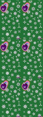 Raster illüstrasyonundaki çiçek desenli çizim. Yeşil renkli çiçekler. Renkli Bahar Teması eskiz kalıbı. Düz Çiçek Elementleri Tasarımı.