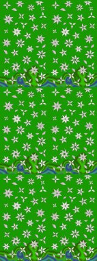 Yeşil renkli yeşil papatya deseni. Raster illüstrasyonu. Yeşil renklerde.