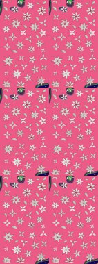 Parlak renkli çiçekleri ve pembe renkli yaprakları olan harika bir çiçek deseni. Moda baskıları için zarif bir şablon. Modern çiçek arkaplanı. Halk stili.