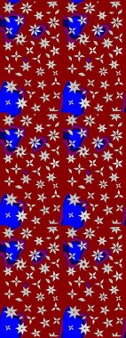 Raster illüstrasyonundaki çiçek desenli çizim. Kırmızı renkte çiçekler. Renkli Bahar Teması eskiz kalıbı. Düz Çiçek Elementleri Tasarımı.