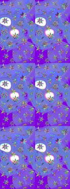 Çiçekli karalama şeklinde Raster çiçek deseni. Nazikçe, güzel çiçek arkaplanı. Mor renkte çiçekler.