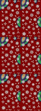 Kırmızı renklere karalamalar çizilmiş çiçek deseni. Raster illüstrasyonu.