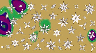 Çiçek deseni. Raster illüstrasyonu. Düz Çiçek Elementleri Tasarımı. Chichi 'nin kumaş kalıbını çiz. Renkli Bahar Teması çizim şablonu.