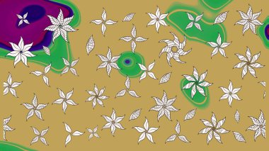 Süslü kumaş deseni. Raster deseni. Çiçekli çiçek deseni, suluboya..