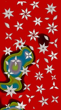 Renkli Yaz Temalı eskiz kalıbı. Raster Illustrasyon 'daki Çiçek Deseni' nin son moda çizimi. Güzel kumaş deseni. Düz Çiçek Elementleri Tasarımı.