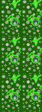 Çiçek ve yapraklı karalama şeklinde Raster çiçek deseni. Yumuşak, yeşil renkli bahar çiçekleri. Raster illüstrasyonu.