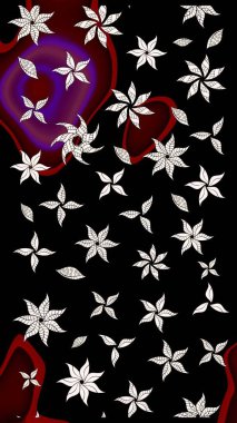 Düz Çiçek Elementleri Tasarımı. Siyah renkte zarif çiçek buketi suluboya. Renkli Bahar Teması eskiz kalıbı. Raster illüstrasyonu.