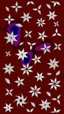 Çiçekli karalama şeklinde Raster çiçek deseni. Kırmızı renkte çiçekler. Nazik, narin çiçek arkaplanı.