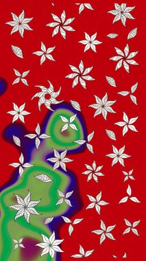 Kırmızı çiçekli eskiz deseni, suluboya çiçek deseni, sevimli çiçek, duvar kağıdı, kart ya da kumaş için fayanslı. Raster - stok.