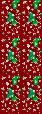 Kırmızı renkte etnik çiçeklerle süslenmiş zarif bir eskiz şekli. Raster Çiçek İllüstrasyonu güzel tekstil..