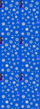 Mavi renkli çiçek desenli çizim. Suluboya tarzında mavi renkte çiçekler.