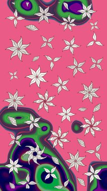 Çiçek pembesi çizim deseni. Raster çiçek izi. Raster Yumuşak kumaş deseni. Klasik taslak çizimi.