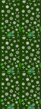 Raster illüstrasyonu. Yumuşak, yeşil renkli yaz çiçekleri. Raster çiçek desenli ve çiçekli..