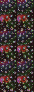 Raster illüstrasyonu. Küçük çaplı çiçeklerdeki basit şirin desenler. Tekstil veya kitap kapakları, imalat, duvar kağıtları, baskı, hediye paketi ve yapıştırma kitabı için çiçek eskiz geçmişi.