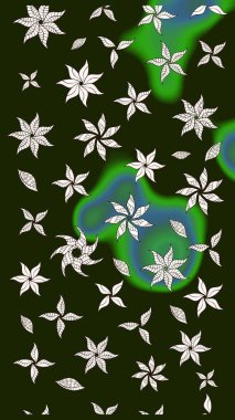 Çizim çiçek deseni duvar kâğıdı olarak kullanılabilir. Gri renkli çiçekler. Raster illüstrasyonu.