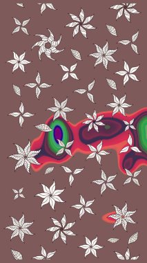 Şirin çiçekler. Çizgi çizimi kalıbı. Raster Moda kumaş deseni.