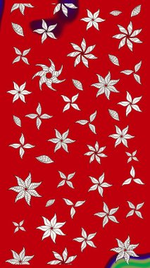 Çiçekli karalama şeklinde Raster çiçek deseni. Yumuşak, bahar çiçekli arka plan. Kırmızı renkte çiçekler.