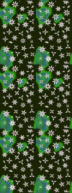 Raster illüstrasyonu. Çiçek ve yapraklı karalama şeklinde Raster çiçek deseni. Gri renkte bahar çiçekleri..