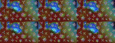 Kahverengi renkli çiçekler. Düz Çiçek Elementleri Tasarımı. Renkli Yaz Temalı eskiz kalıbı. Sevimli çiçek raster deseni.