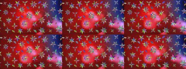 Kırmızı renklerde. Raster illüstrasyonundaki çiçek desenli çizim. Güzel kumaş deseni. Raster illüstrasyonu.