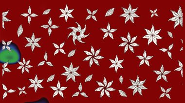 Raster illüstrasyonundaki çiçek desenli çizim. Kırmızı renkte çiçekler. Renkli Bahar Teması eskiz kalıbı. Düz Çiçek Elementleri Tasarımı.