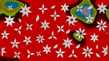 Suluboya çiçekli çiçek deseni. Raster illüstrasyonu. Kırmızı renkte güzel tekstil.