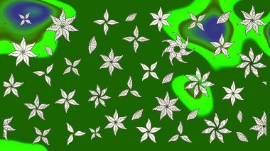 Çiçekli karalama şeklinde Raster çiçek deseni. Yumuşak, yeşil renkli bahar çiçekleri. Raster illüstrasyonu.