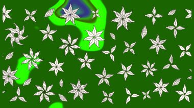 Yeşil renkli etnik çiçeklerle süslenmiş zarif bir eskiz şekli. Raster Çiçek İllüstrasyon Şirin Tekstil.