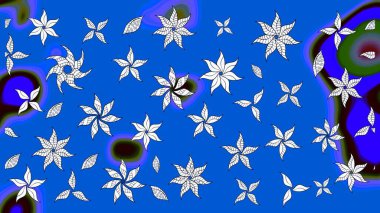 Sevimli çiçek raster deseni. Mavi renkli çiçekler. Renkli Bahar Teması eskiz kalıbı. Düz Çiçek Elementleri Tasarımı.