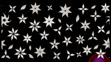 3D çiçekler, eskiz. Raster illüstrasyonu. Siyah renklerde.