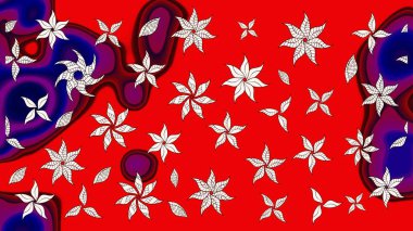 Çiçek desenli eskiz, yaz çiçekleri. Kırmızı renkte çiçekler. Renkli Bahar Teması eskiz kalıbı. Düz Çiçek Elementleri Tasarımı.