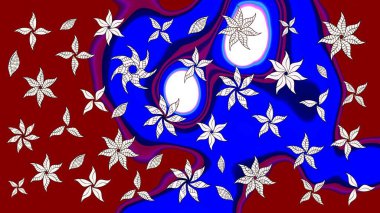 Parlak renkli çiçekli ve kırmızı yapraklı harika bir çiçek deseni. Moda baskıları için zarif bir şablon. Modern çiçek arkaplanı. Halk stili.