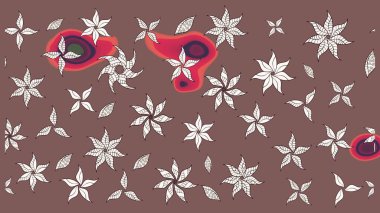 Raster illüstrasyonundaki çiçek desenli çizim. Kahverengi renkli çiçekler. Renkli Bahar Teması eskiz kalıbı. Düz Çiçek Elementleri Tasarımı.