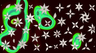 Eskiz arkaplan modeli. Siyah yapraklı yabani çiçekler. Suluboya, elle çizilmiş. Raster illüstrasyonu.