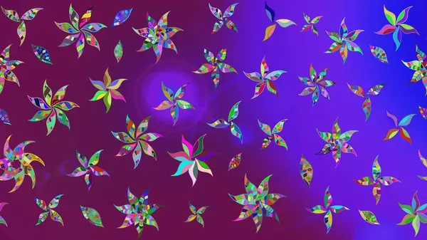 Çiçekli ipek eşarp. Retro tekstil tasarım koleksiyonu. 1950-1960 motifleri. Mor üstüne mor. El çizimi çiçek elementleri ile soyut çizim raster deseni.