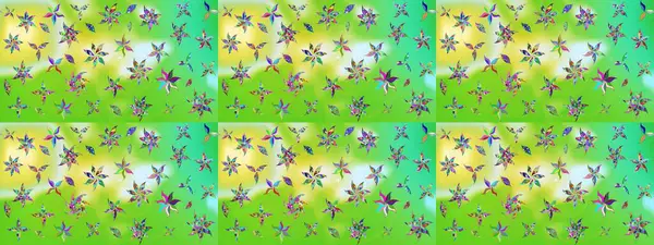 Eskiz arkaplan modeli. Suluboya, elle çizilmiş. Vadinin yeşil renkli çiçekleri. Raster - stok.