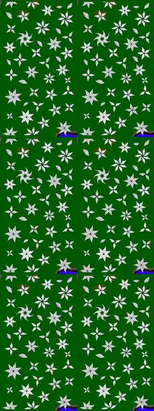 Yeşil renkli yeşil papatya deseni. Raster illüstrasyonu. Yeşil renklerde.