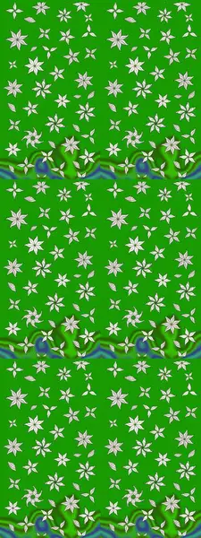 Yeşil renkli yeşil papatya deseni. Raster illüstrasyonu. Yeşil renklerde.