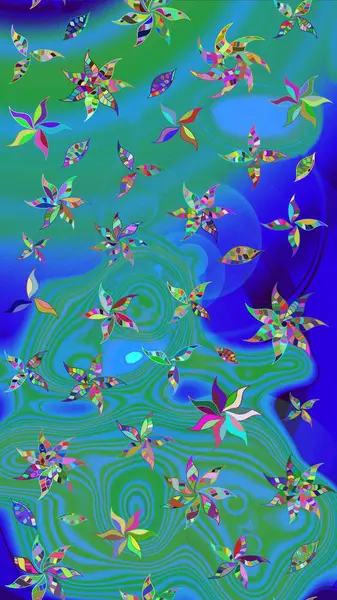 Raster. Tomurcukları çiçek olan sevimli bir çiçek deseni. Raster illüstrasyonu. Kumaş, tekstil, duvar kağıdı baskısı için. Eski usul. Taslak arkaplan.