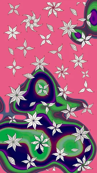 Tomurcukları çiçek olan sevimli bir çiçek deseni. Eskiz geçmişi. Raster illüstrasyonu. Kumaş, tekstil, duvar kağıdı baskısı için. Eski usul. Raster..