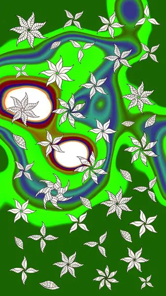 Taslak dekoratif arka plan, çiçek mandala. Çiçek. Raster illüstrasyonu. Yeşil renklerde.