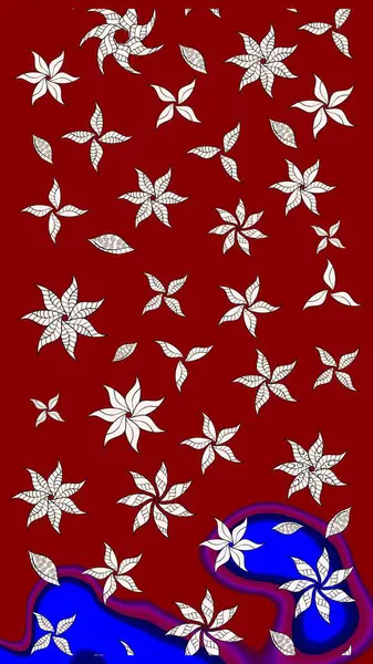 Çiçek desenli eskiz, yaz çiçekleri. Kırmızı renkte çiçekler. Renkli Bahar Teması eskiz kalıbı. Düz Çiçek Elementleri Tasarımı.