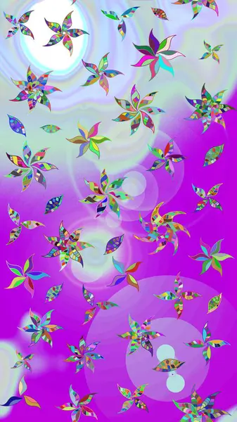 Yapraklı çizim şekli. Şirin, zarif çiçekler Raster illüstrasyonu. Poster ya da kapak için arka plan. Tekstil için figür. Davetiye ve kartpostal tasarımı için dekoratif çiçek unsurları.