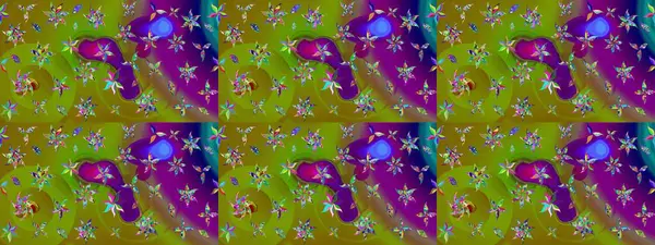 Renkli Bahar Teması eskiz kalıbı. Düz Çiçek Elementleri Tasarımı. Raster..