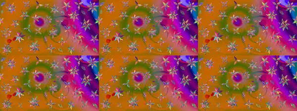 Turuncu renkli çiçekler. Hediye ambalaj kağıdı, tebrik kartları, posterler ve pankart tasarımı. Raster düz çiçek çizim deseni.