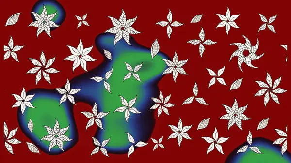 Çizim çiçek deseni duvar kâğıdı olarak kullanılabilir. Kırmızı renkte çiçekler. Raster illüstrasyonu.