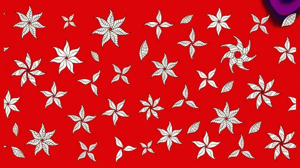 Kırmızı renklere karalamalar çizilmiş çiçek deseni. Raster illüstrasyonu.