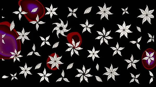 Çiçekli karalama şeklinde Raster çiçek deseni. Yumuşak, bahar çiçekli arka plan. Siyah renkte çiçekler.