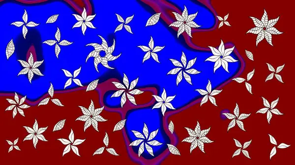 Kırmızı renklerde çiçek desenli çizimler, el yapımı papatyalar, papatyalar. Tekrar eden çiçek arkaplanı, zarif kırmızı çiçek duvar kağıdı.